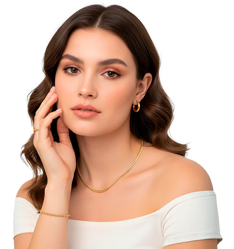 Mujer con accesorios de belleza